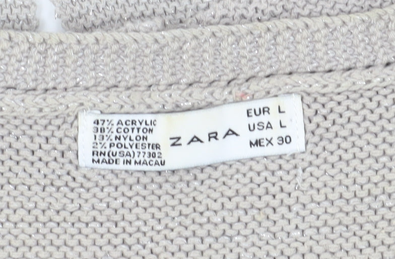 Womens UK Size L Zara Beige Vest Jumper