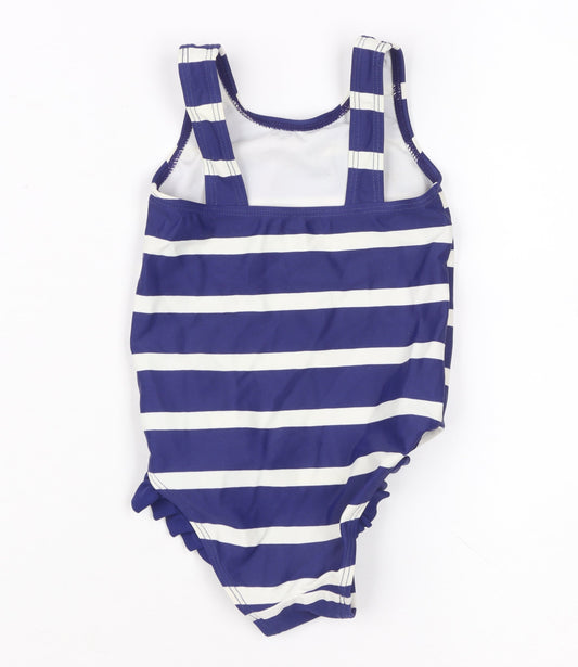Back view of Disney girls’ blue striped minnie mouse one piece swimwear