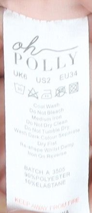 Oh Polly Pink Bodycon Dress, Size 6, Ruched, Party