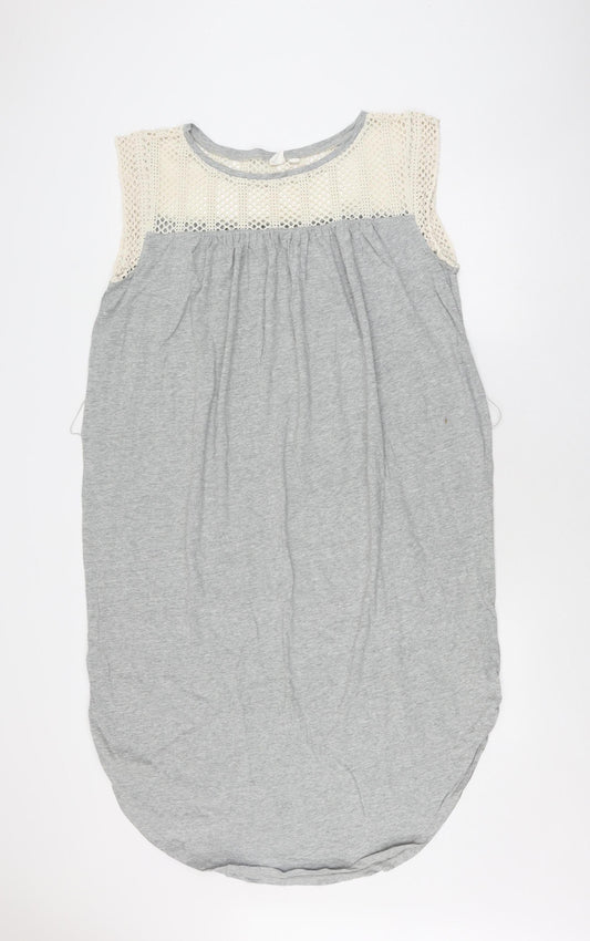 GAP Women's Grey Sleeveless Crochet Accented Dress