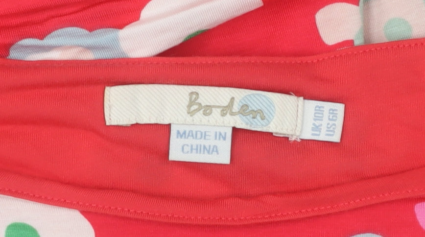 Brand and care label for Boden Women's Red Floral Sheath Dress -, size 10