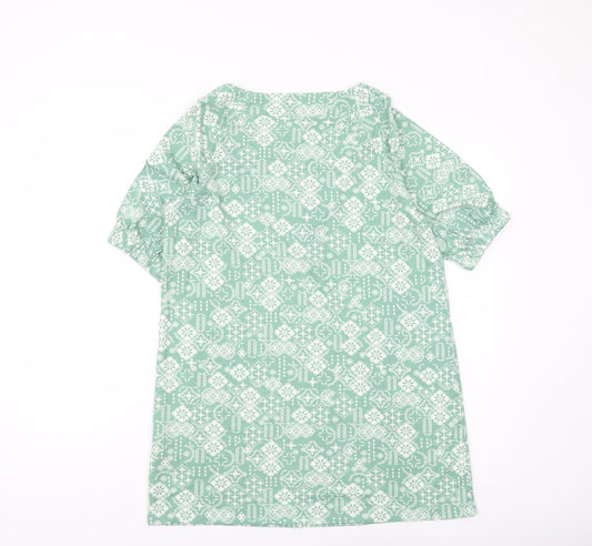 Julipa Women's Green Geometric T-Shirt, Size 10
