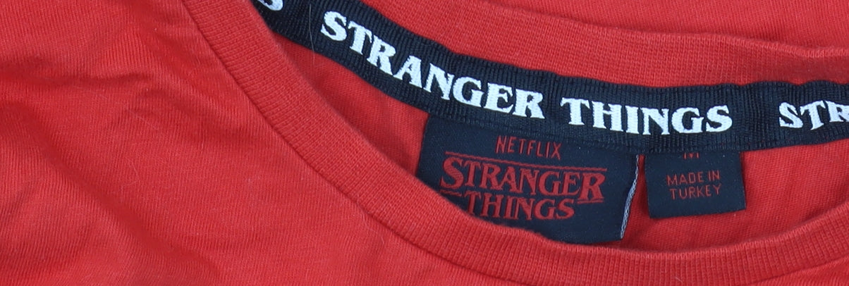 Netflix Stranger Things Men's Red Graphic T-Shirt - Medium