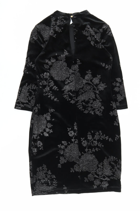 River Island Women’s Black Velvet Sheath Dress Size 8