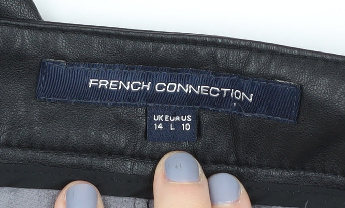 Womens UK Size L French Connection Regular Fit Black Trousers