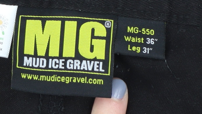 Mud Ice Gravel Men's Black Cargo Trousers, Size 36