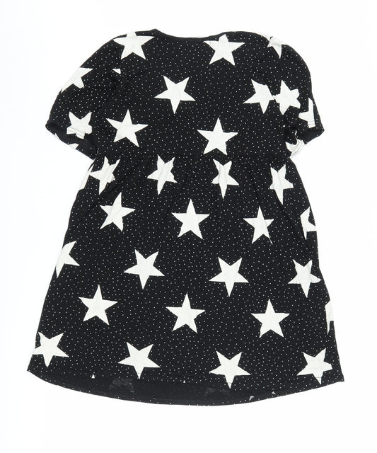 Boohoo Women's Black Star Pattern Shift Dress Size 8