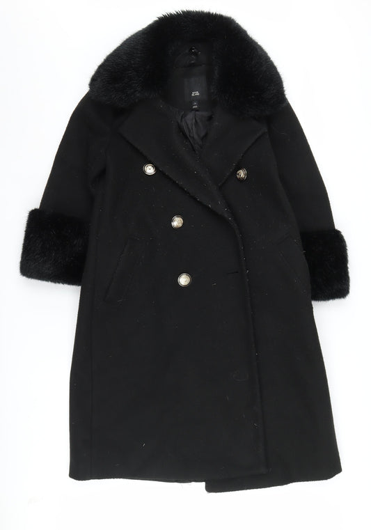 Womens UK Size 8 River Island Black Pea Coat