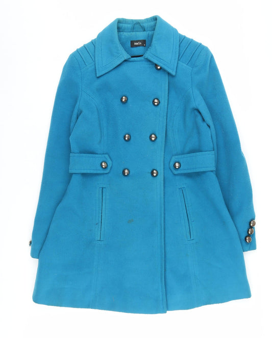Womens UK Size 14 M&Co Blue Pea Coat