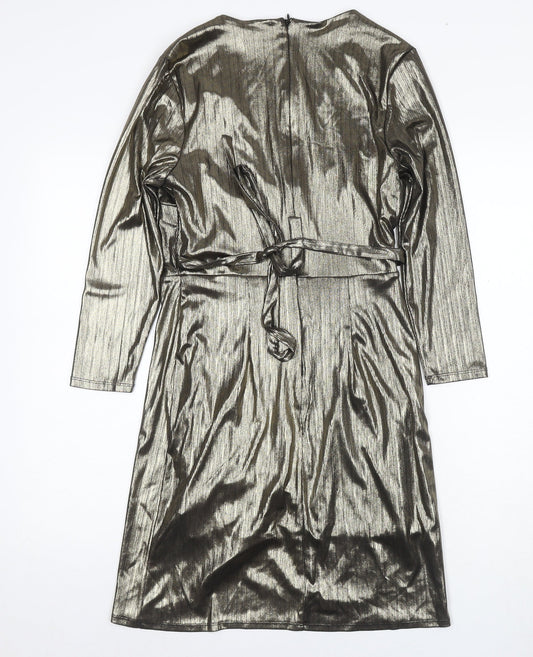 New Look Gold Wrap Dress, Women, Size 10, Party Perfect
