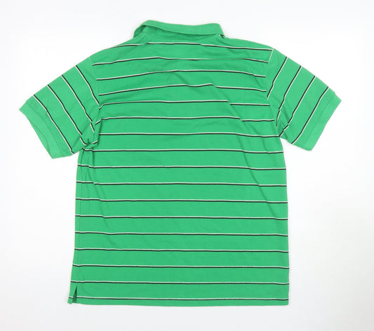 Lacoste Men's Green Striped Polo Shirt L