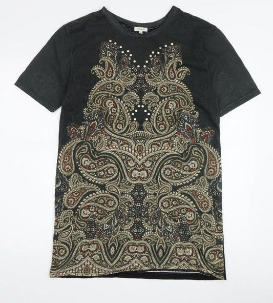 River Island Women Black Paisley Shift Dress Size 10