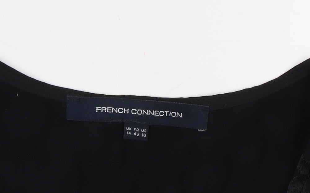 Womens UK Size 14 French Connection Black Basic Blouse