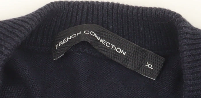 French Connection Men's Black Full Zip XL Jumper