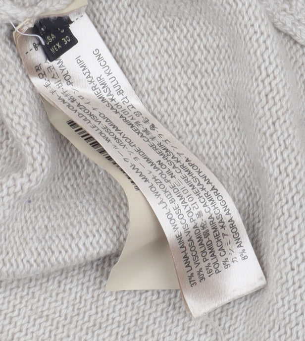 Adrienne Vittadini Beige V-Neck Cable Knit Pullover, Size 2