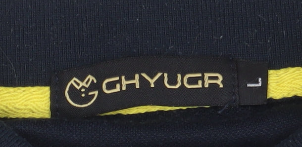 GHYUGR Men's Black Long Sleeve Polo Shirt - Size L