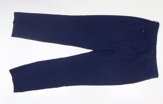 Mens UK Size 36L Dobell Slim Fit Dress Pants Blue Trousers