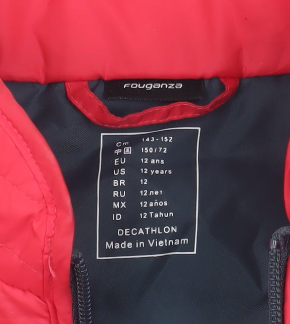 Teens UK Size 12 DECATHLON Red Quilted Coat