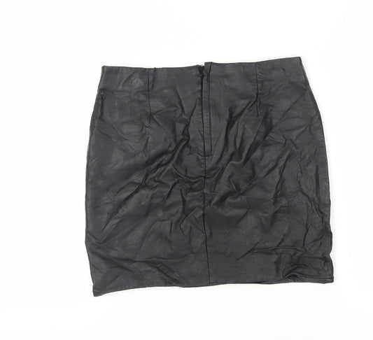 H&M Women’s Black Pencil Skirt, Size 10, Zip Accents