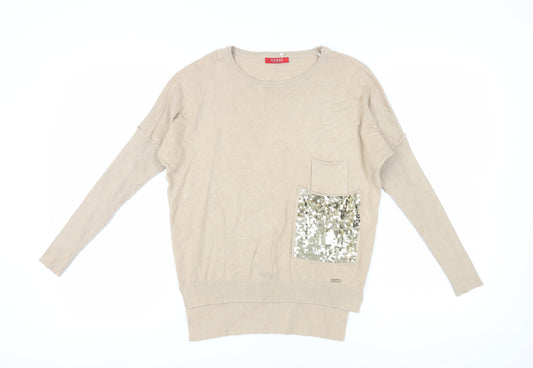 Womens UK Size XS GUESS Beige Pullover Jumper