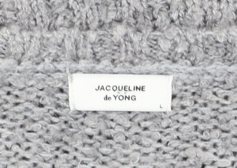 Womens UK Size L Jacqueline de Yong Grey Cardigan Jumper
