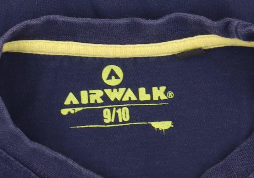 Airwalk Boys Blue Graphic T-Shirt, Age 9-10, Cotton Casual