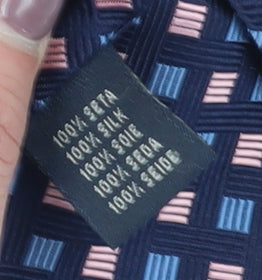 Mens Daniel Hechter Blue Geometric 100% Silk Designer Tie