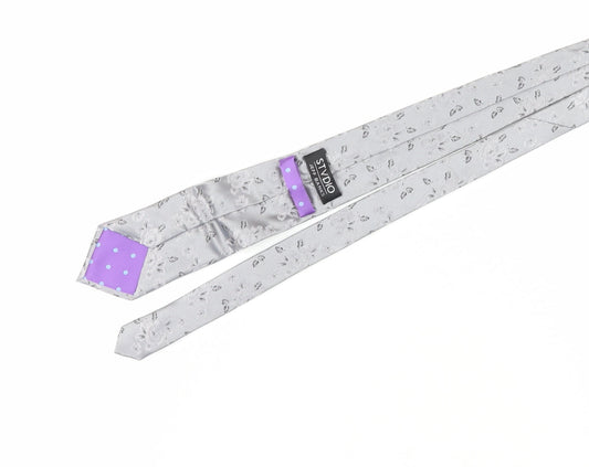 Jeff Banks Grey Floral Silk Men's Tie, One Size Elegant Design