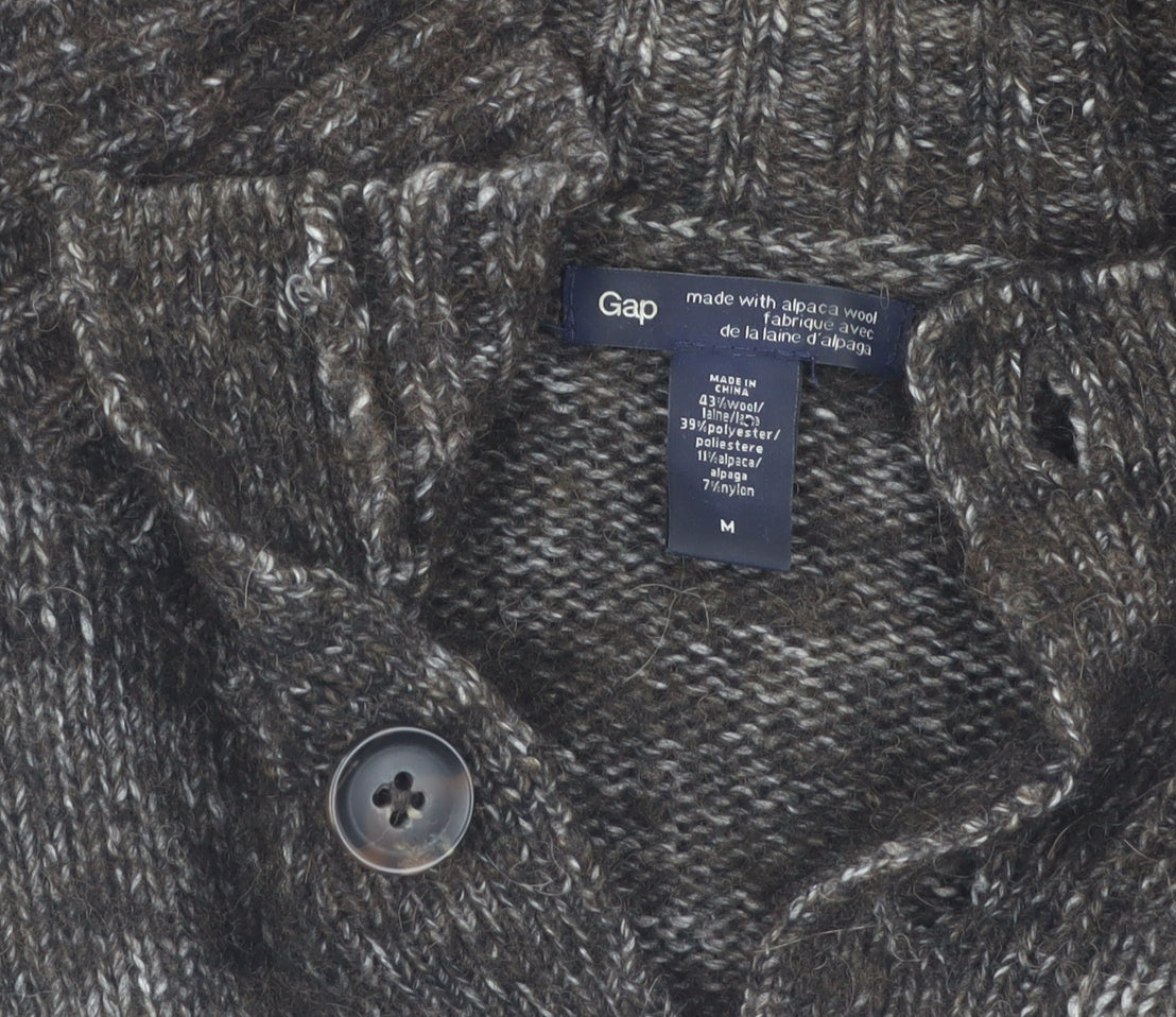 Gap Men's Grey Wool Henley Jumper, Medium Size