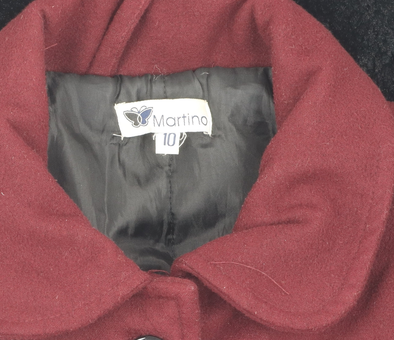 Martino Girls Red Wool Coat with Fur Trim, Size 10 Years