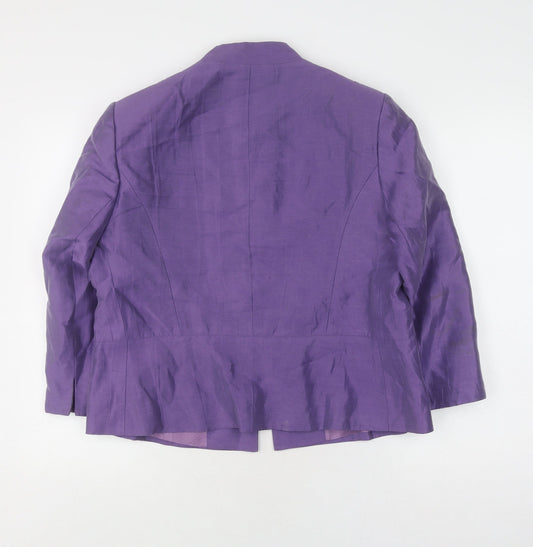 Purple Women's Blazer Size 16 Linen Shawl Collar