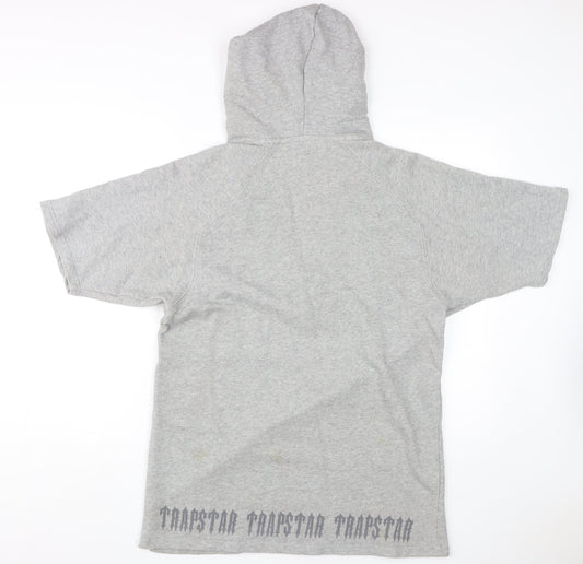 Trapstar Grey Hooded Pullover for Men, Size M