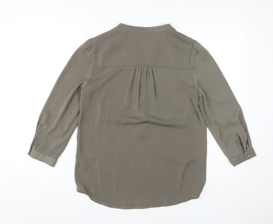 Oasis Women's Grey Blouse Size 8 V-Neck Casual