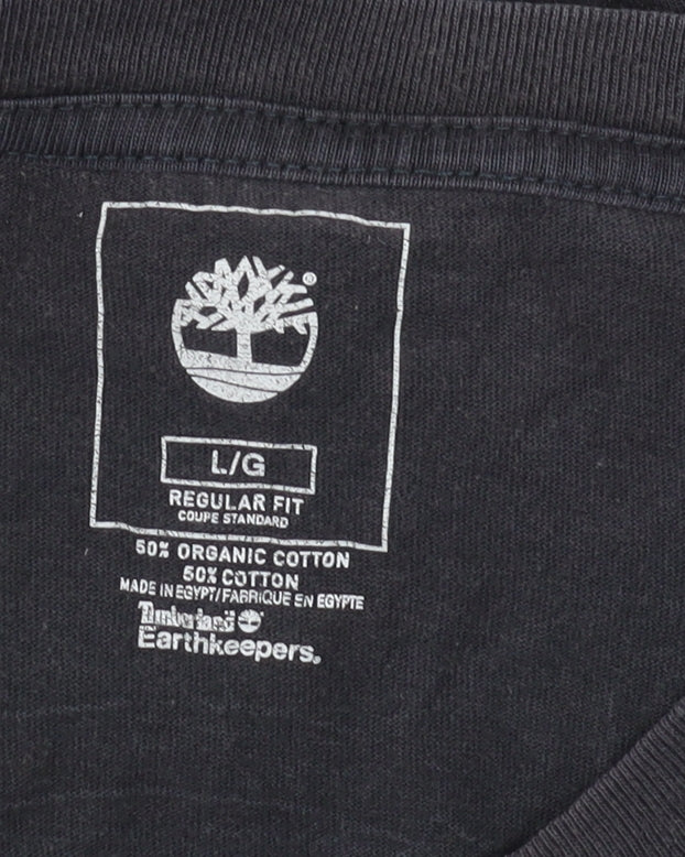 Timberland Men's Black Logo T-Shirt, L, Regular Fit