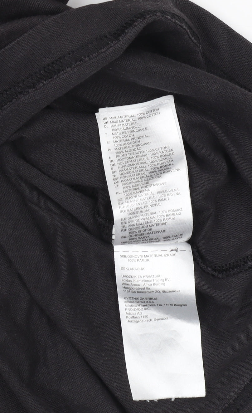 Adidas Men's Black Cotton Crew Neck T-Shirt, Size S