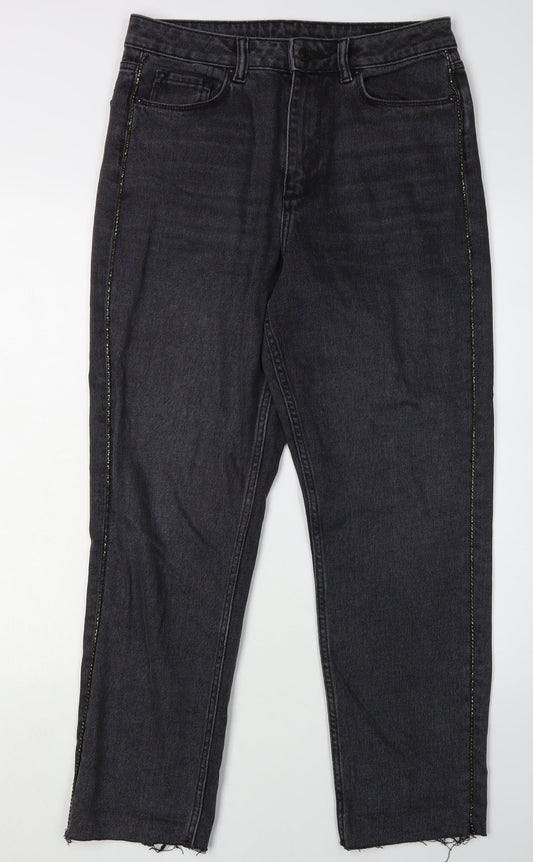 Womens UK Size 28 AllSaints Regular Fit Straight Black Jeans