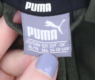 Puma Boys Green Full Zip Hoodie 14 Years Casual Logo