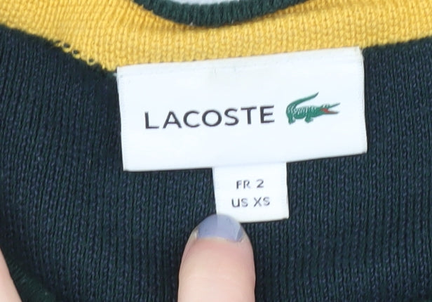 Lacoste Men's XS Green Colourblock Crew Neck Jumper