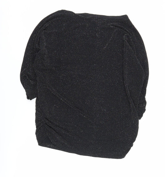 Quiz Women's Black 14 Glitter Blouse - Long Sleeves, Party