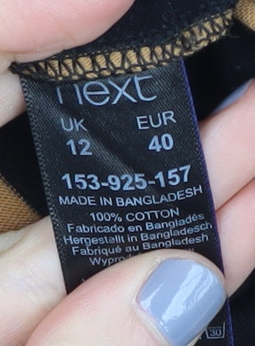 Next Women's Black & Tan Striped Shift Dress, Size 12