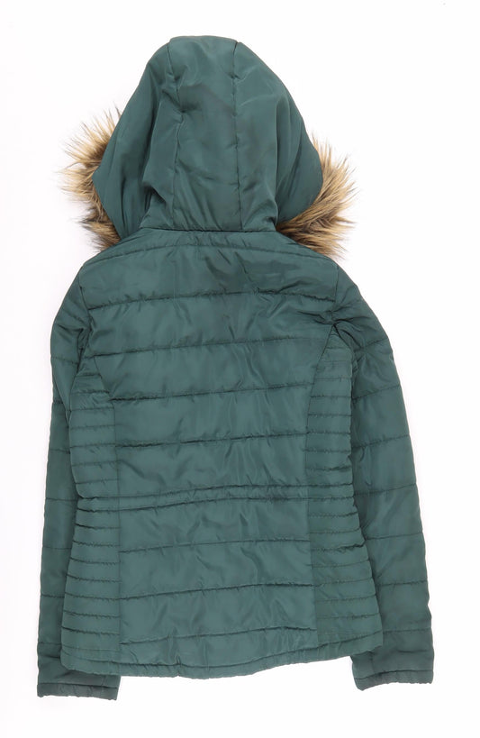 Womens UK Size XS VERO MODA Green Puffer Jacket