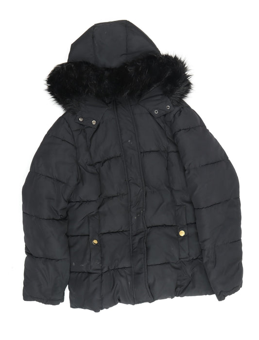 Womens UK Size 14 Very Black Puffer Jacket