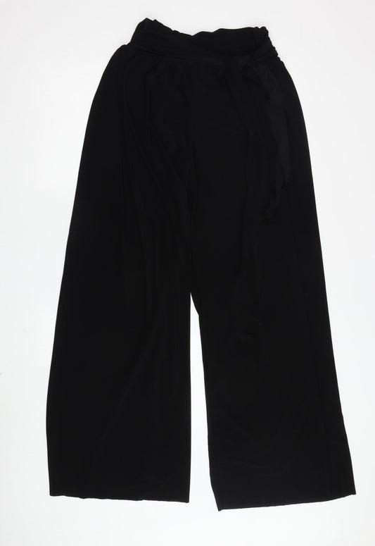 Womens UK Size M Quiz Relaxed Fit Wide-Leg Black Trousers