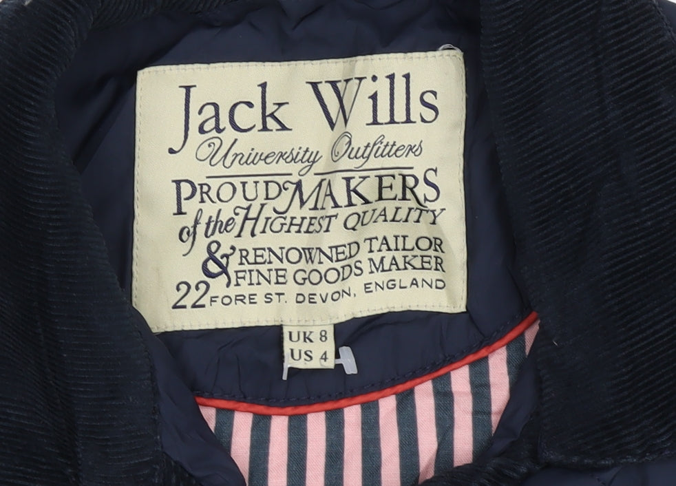 Womens UK Size 8 Jack Wills Blue Quilted Coat