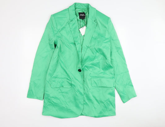 Womens UK Size S Zara Green Basic Jacket