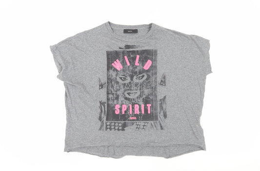 Womens UK Size XS Diesel Grey Basic T-Shirt