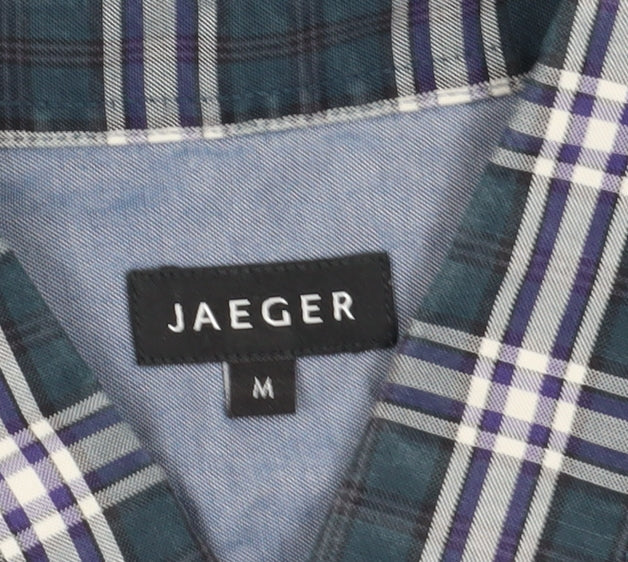 Jaeger Men's Blue Plaid Long Sleeve Shirt Medium