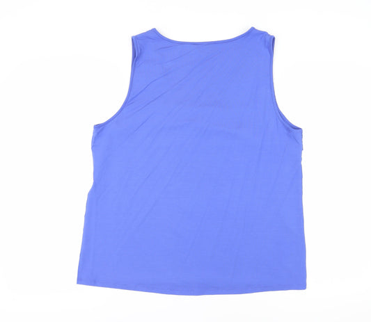 Laura Ashley Women's Blue Sleeveless Tank Top, Size 18