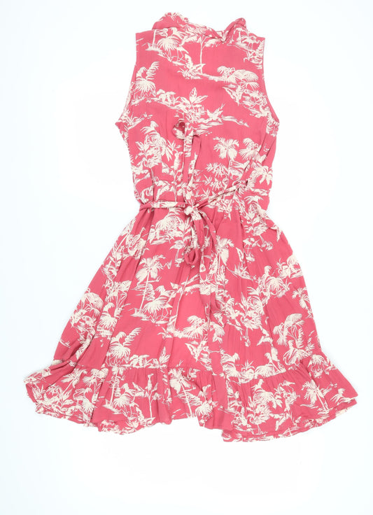 Fat Face Women's Red Floral Wrap Dress Size 8