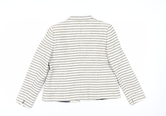 Eastex Womens Ivory Striped Bouclu00e9 Blazer, Size 10